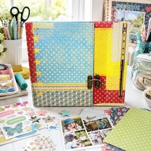 RARE K&Company Cut & Paste 12x12 Scrapbook Album Memory Book Brass Latch